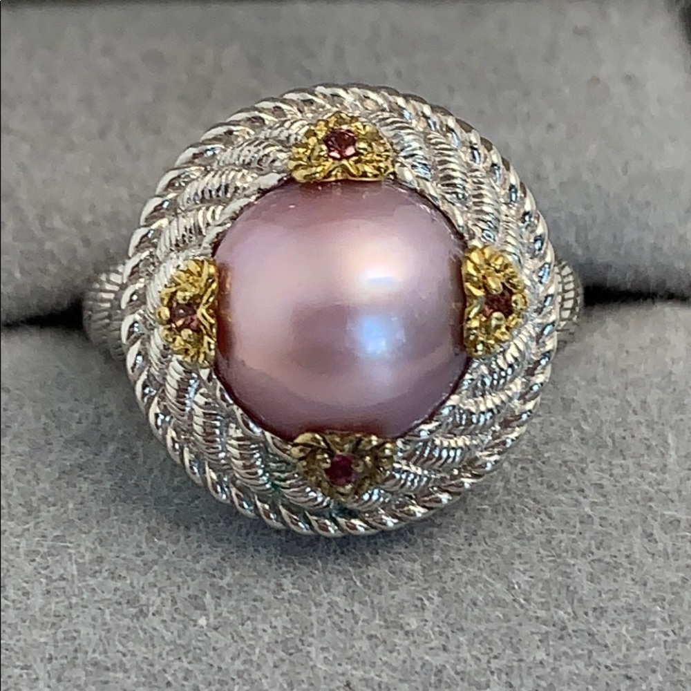 Judith Ripka Pink Mabe Pearl Ring size 9.5